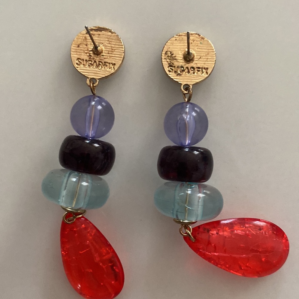 Multicolor 80s Style Geometric Dangle Earrings - image 6